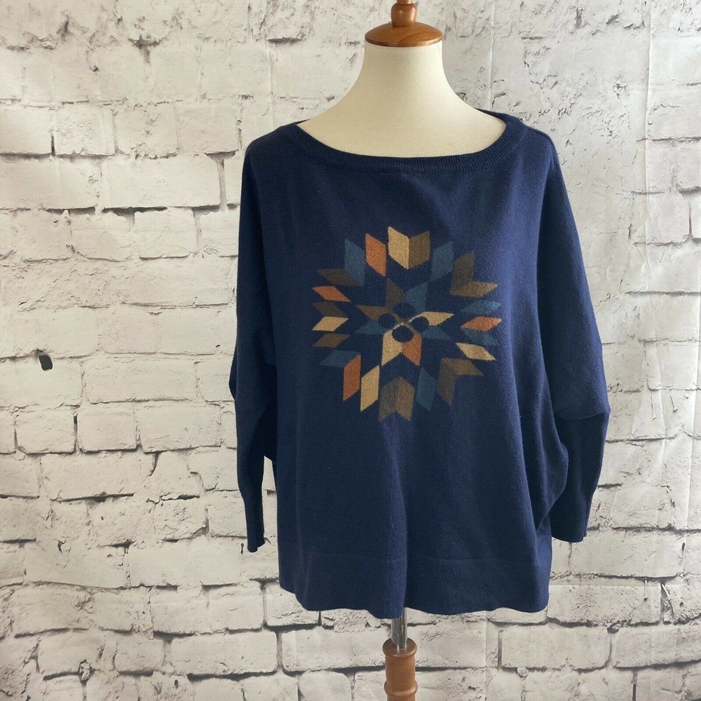 sessun Amish Oversized Boxy Dolman Sleeve sweater blue size medium Angora‎